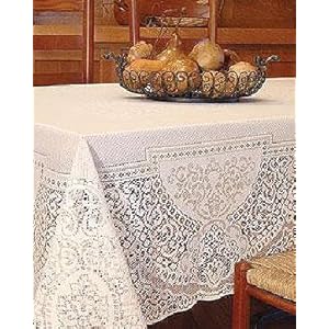 Heritage Lace Canterbury Classic 70-Inch by 90-Inch Rectangle Tablecloth, White