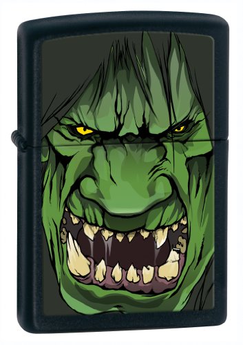 Zippo Lighter - Green Angry Ogre Monster Face w/ Sharp Teeth 28041