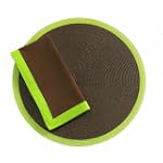 Tag Two-Tone Woven Round Placemat and Napkins, Set of 4, Chocolate Brown with Lime Border