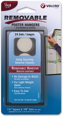 Wholesale CASE of 25 - VELCRO Brand Removable Adhesive Poster Hangers-Removable Poster Hanger, 24/PK, White