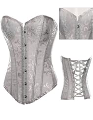 Angel&Me Medium Size White Brocade Overbust Corset Top (Tutu,Panties,Pantyhose not included)