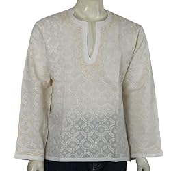 Mens Embroidered Kurta Casual Cotton Shirt India Chest 42 inches (gck207)