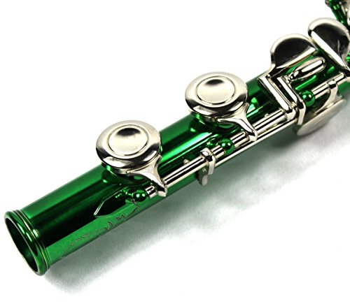 Engraved Design Italian Pads 16 Keys Close Hole C Flute Green Color