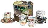 Rosanna Caffe Italia Set of 4 Espresso Cups and Saucers, Gift-boxed