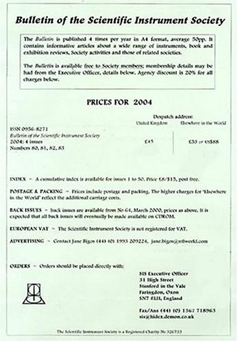 Childrens Toyshop  Magazines : Bulletin of the Scientific Instrument Society