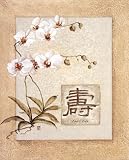 Oriental Long Life Floral Lithograph Unframed Art Poster Print (Framing and Wood-Mounting also available) - 16" X 20"