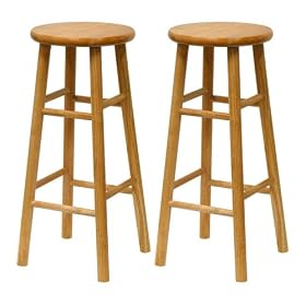 Winsome 81780 Natural Beechwood BAR STOOL 30 Inch ASSEM BEVEL SEAT - Set of 2 by Canon