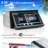 Rupse(TM) Universal 2 din 6.95 Inch HD Touch Screen Car DVD GPS Sat Navi Navigation Player with 3G WIFI Internet and BT RDS DVB-T/USB SD For BMW BENZ FORD VW and so on