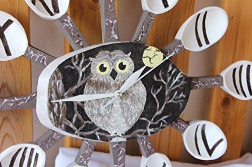 Rustic handmade wall clock Owl