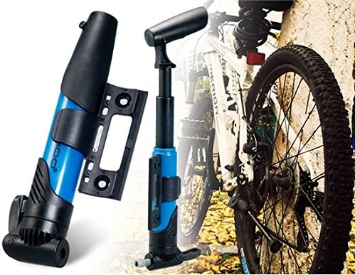 SAHOO 31076 Mini Portable Manual Bicycle Pump, Manual Bicycle Inflator (Blue+Black)