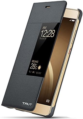 Yeuk Huawei Ascend P9 Case,Smart Flip Leather Cover with Auto Sleep Wake-up and Quick Access to Phone Call Function - Black01