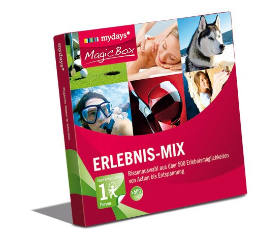 Produkt-Bild: mydays Geschenkbox: Erlebnis-Mix - Ein Gutschein g&uuml;ltig f&uuml;r eine Riesenauswahl aus 500 Geschenkideen in Deutschland &&Ouml;sterreich