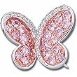 14Kt White and Rose Gold Pink Butterfly Brooch Pin