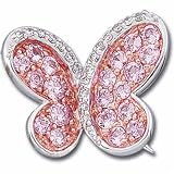 0.10Ct.T.W. Sparkling Round Cut Diamonds, Round Cut Pink Sapphire, 14K White with Rose Gold Jewelry Pin