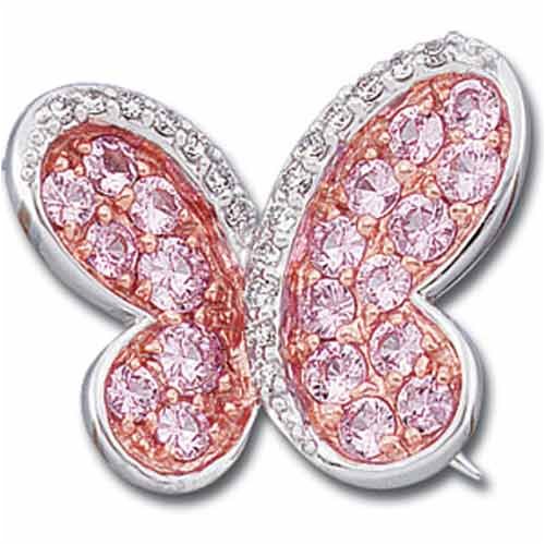 Butterfly Pink Sapphire and Diamond Brooch Pin