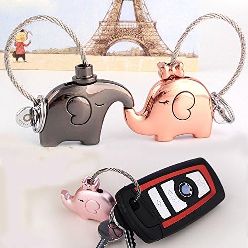 CHANS® Couple Pair Elephant Keyring , Creative Lovers Keychain with Gift Box