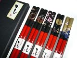 5 pairs Japanese chopsticks gift sets scenery Red