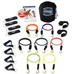 *NEW Bodylastics 18 pcs Resistance Bands *STRONG MAN STACKABLE SYSTEM (202 lbs.) with 7 Failsafe anti-snap exercise tubes and Upgraded Heavy Duty components 