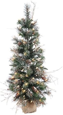 36-Inch Artificial Frosted Virginia Pine Tree with Clear Lights