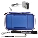 Nintendo DSi / DS Lite EVA Carrying Hard Shell Case - Eva Blue + Determination Hand Strap + Home Charger
