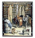 Western Cowboy Closet & Riding Gear Tapestry Throw Blanket 50
