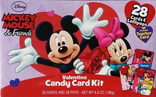 Mickey Mouse & Friends Valentines Day Candy Card Kit with 28 Cards & Lollipop...