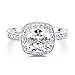 BERRICLE Sterling Silver Halo Wedding Engagement Rings Cushion Cut Cubic Zirconia CZ Ring for Women, Rhodium Plated Size 4-10