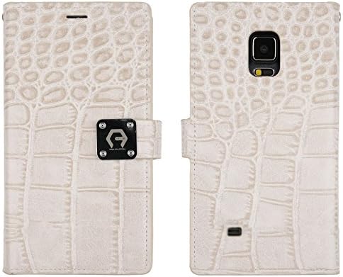 Note Edge Crocodile Synthetic Leather [Wristlet] [7 Card Pocket] Case - Premium Crocodile PU Leather Case Magnetic Lock For Galaxy Note Edge N9150 (White)