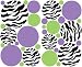Zebra Print Dots Purple Green Wall Stickers / Decals / Decor