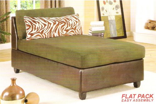 Sage Microfiber And Faux Leather Armless Chaise Lounger by Poundex