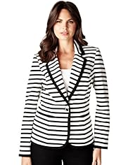 Per Una 1 Button Striped Ponte Jacket