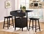 3 Pc Black Finish Counter Height Drop Leaf Pub Set with Saddle Stools
