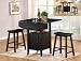 3 Pc Black Finish Counter Height Drop Leaf Pub Set with Saddle Stools