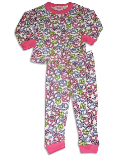 Carters Watch the Wear - Toddler Girls Long Sleeve Peace Signs Thermal Set, White, Pink (Size 3T)