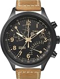Timex Intelligent Quartz Men's Quartz Strap Watch with Black Dial Chronograph Display and Brown Leather