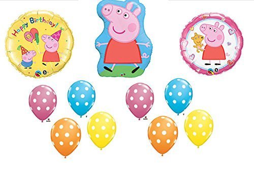 11pc. Peppa Pig Happy Birthday Balloon Set Bouquet