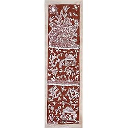 Tribal Art in India Warli Paintings Asian Decor 16 x 34 inches (warli066)