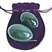 Nephrite Jade Eggs 2-pcs Set for Training Pelvic Floor Muscles to Gain Bladder Control and Incontinence Improvement, Drilled, with Unwaxed Strings and Instructions, Large & Medium 2 Sizes