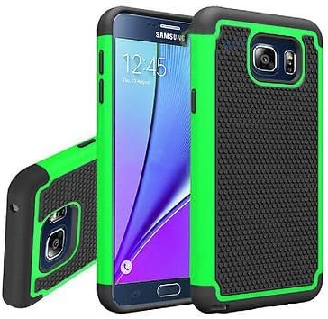 Samsung Note 5 Case Cover, 3 in 1 TPU + PC + Silicon (Anti Slip) Rugged Slim shock absorber Cell Phone Case Rubber Bumper (Slim Fit) for Samsung Note 5 (Green)