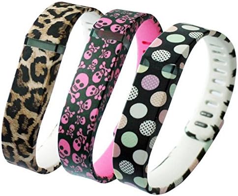 HAPPYCOCO 3 PCS Set Leopard Pink + Pirates Pink + Dot Mix Style Replacement Band with Clasp for Fitbit Flex , Band only no tracker included