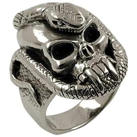 Skull & Snake - Sterling Silver Ring by 