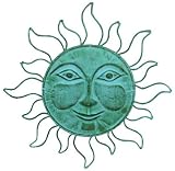 Verdigris Finish Smiling Sun Metal Wall Hanging