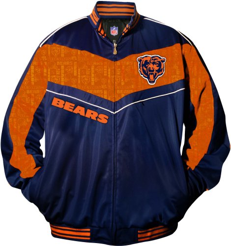 Mtc Marketing NFL Men's Chicago Bears Lateral Track Jacket, Dark Navy/Orange, 2X-Large