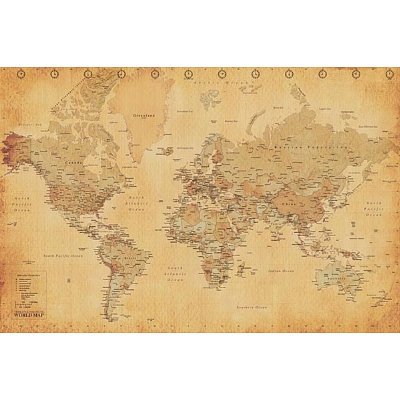 World Map (Vintage Style) Art Poster Print - 36x24