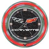Trademark Corvette C6 Neon Clock - 14 Inch Diameter, Red