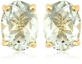 Gold Plated Sterling Silver 8x6mm Oval Green Amethyst Earrings