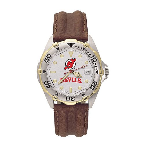 Click here to buy New Jersey Devils NHL All Star Watch with Leather Band - Mens from LogoArt by Logo Art.