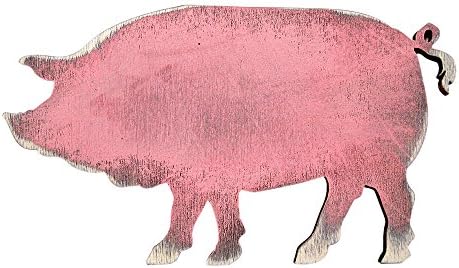 Designocrasy 98326-12 Pig Silhouette Sign Handcrafted Wooden Wall Art, Home Décor, Rustic, 12"H