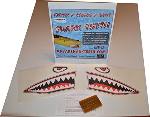 Kayak Shark Teeth Decals / Shark Mouth Stickers for Kayaks, Canoes, Boats, Jet Skis, Etc. (Red, 12" x 20")