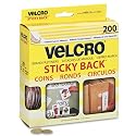 Velcro 90140 Sticky-Back Hook & Loop Dot Rolls In Dispenser Box, Beige, 3/4, 200 Sets/Roll